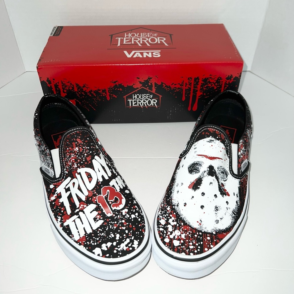 Vans House of Terror Jason Voorhees Friday The 13th Glow In The Dark Slip Ons